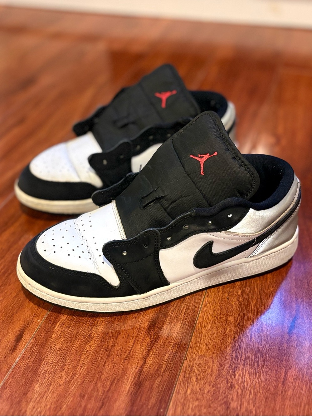 Nike Jordan Low Top Sneakers - Black, White with Red Logo